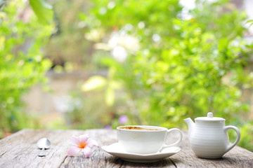 coffee and bread at outdoor