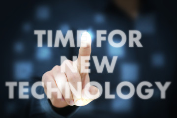 Businessman touching Time For New Technology