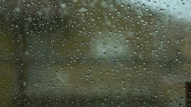 Dark wet window, during a stormy Rain