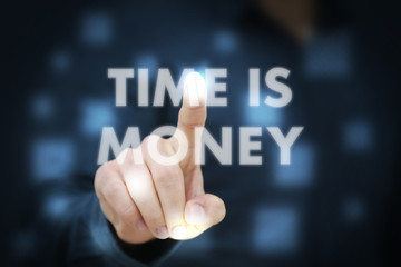 Businessman touching Time Is Money