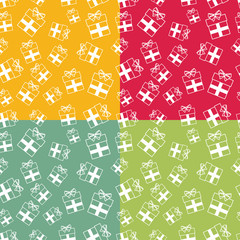 Set of seamless patterns with gift boxes