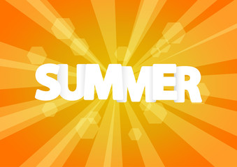 Vector abstract summer text, sunset background