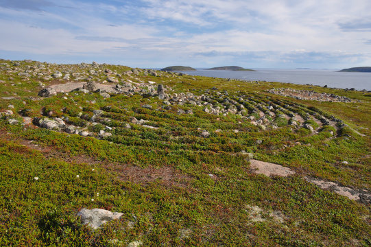 The first of two neolithic labyrinths located at Oleshin Islind, Kuzova Archipelago,White Sea, Russia.