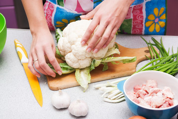 cauliflower cooking dinner at home
