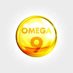 Omega 9 icon drop gold pill capsule