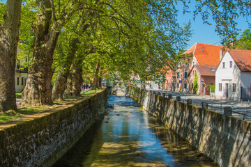 Fototapeta na wymiar City park and Gradna creek in the town of Samobor, northern Croatia