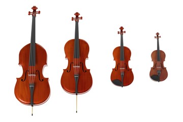 Fototapeta na wymiar 3d rendering of string musical instruments