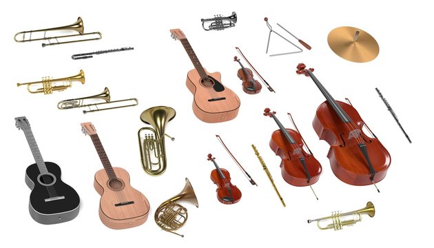 3d renderings of musical instrument set