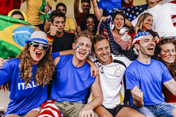 Supporters from Multiple Countries at Stadium All Together