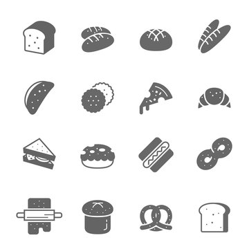 Icon set - bread and bakery