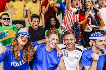 Supporters from Multiple Countries at Stadium All Together