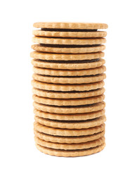 Stack of cookies isolated over the white background