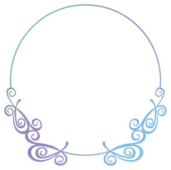 Beautiful raster round frame with gradient filled. Color elegant flower frame for advertisements, flyer, web, wedding and other invitations or greeting cards.