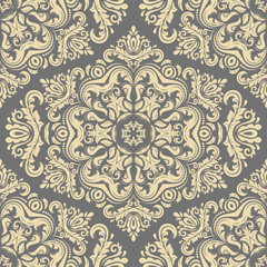 Oriental vector classic golden ornament. Seamless abstract background with repeating elements