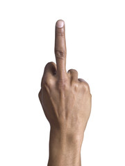 human hand gesturing dirty finger