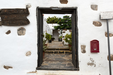 Old black entrance gate in Betancuria village on on Fuerteventura, Canary Islands, Spain