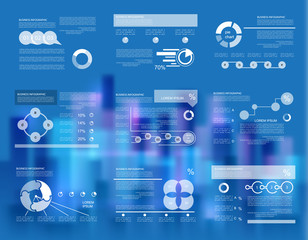 Business data visualization in blurred background, vector