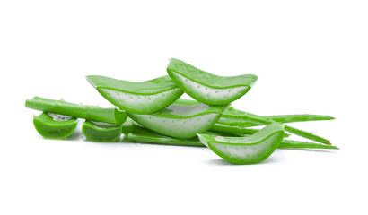 Aloe vera fresh leaf isolated on white background