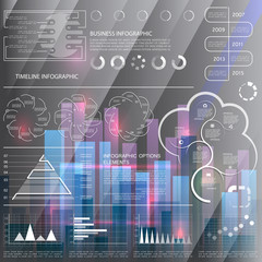 Infographics elements with blurred background