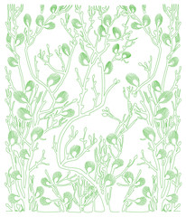 vector background with green plants - spring