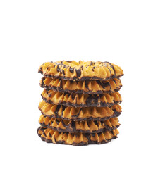 Stack of cookies isolated over the white background