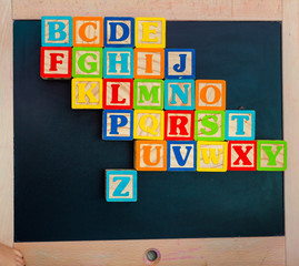 Wooden alphabet blocks