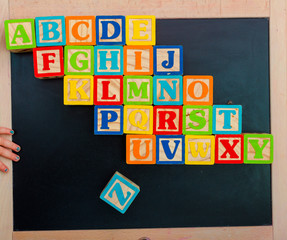 Wooden alphabet blocks