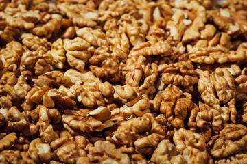 shelled walnuts background