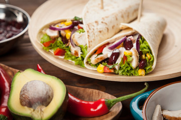 Tortilla with a mix of ingredients