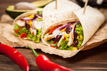 Tortilla with a mix of ingredients