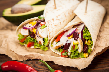 Tortilla with a mix of ingredients