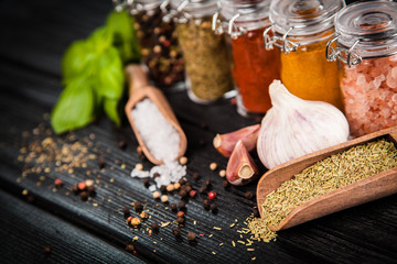 Set of different herbs and spice