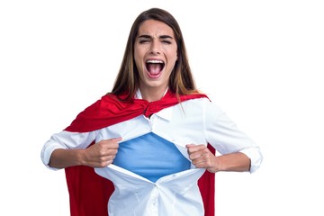 Portrait of a woman pretending to be superhero