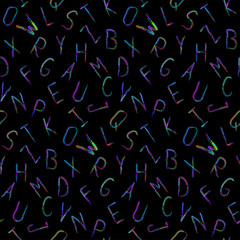 Alphabet seamless pattern. Vector illustration.