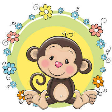 Greeting card cute Monkey