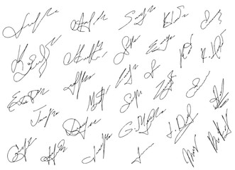 Signatures set, vector illustration,hand drawn. - 109136375