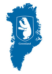 greenland vector map with coat of arms © lesniewski