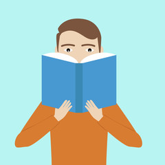 Illustration of a man reading a book