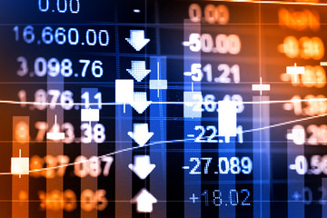 Financial data on a monitor. Finance data concept. stock market