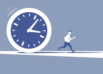 This is an illustration of huge clock pursuing a manager