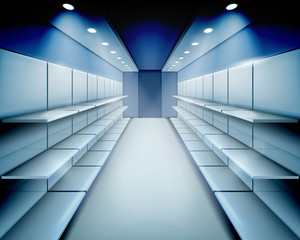 Empty shelves. Vector illustration.