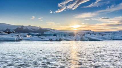 Scenic view of icebergs in glacier lagoon, Iceland