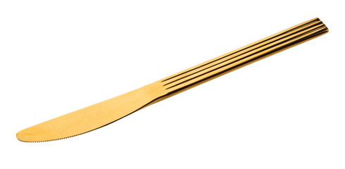 Gold knife isolated on white