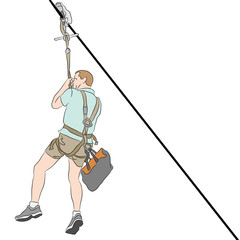 man wearing shorts on a Zip line