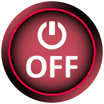 Icon red white switching off and word