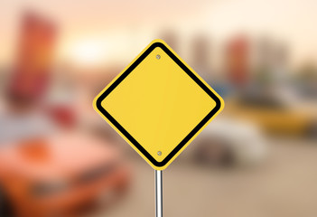blank warning sign with car park outdoor background