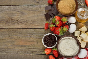 Ingredients for baking strawberries cake