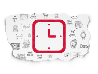 Time concept: Watch on Torn Paper background