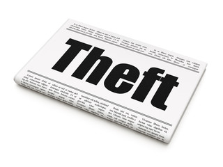 Safety concept: newspaper headline Theft