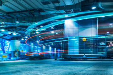 light trails at the underground parking